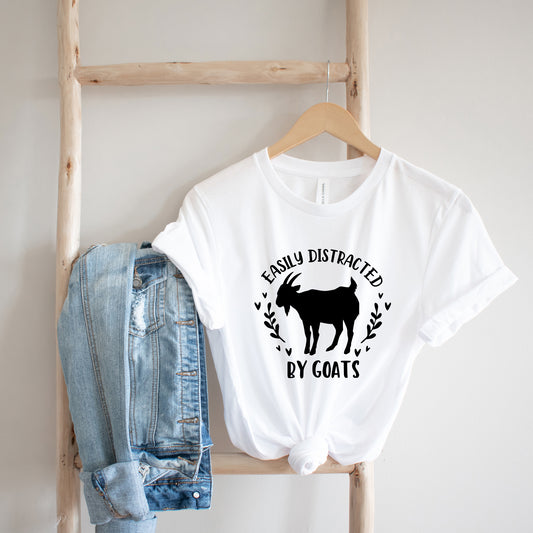 Easily Distracted By Goats | Short Sleeve Graphic Tee