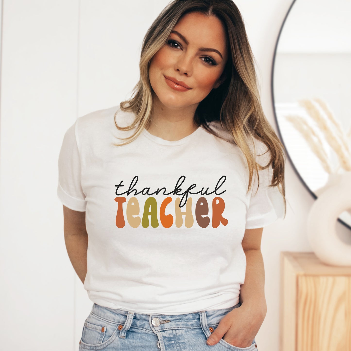 Thankful Teacher Colorful | Short Sleeve Graphic Tee