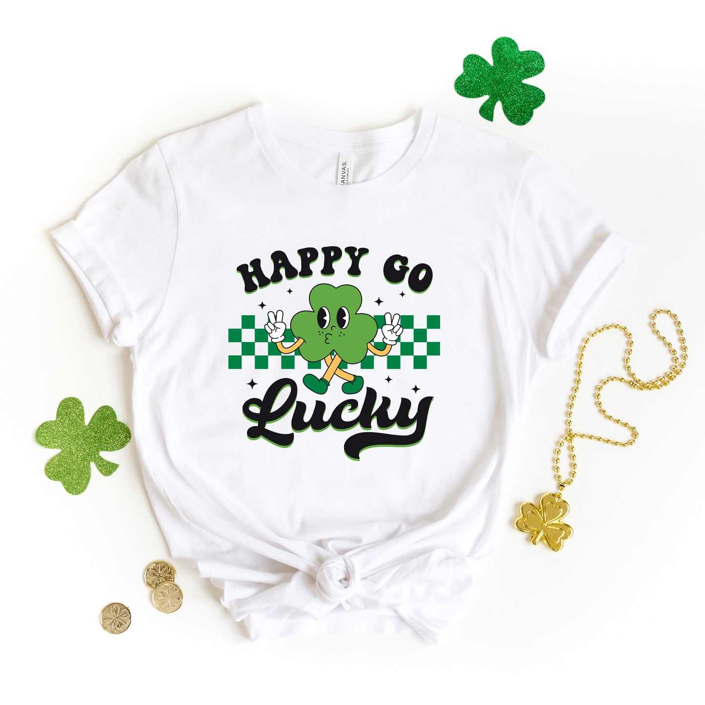 Happy Go Lucky Checkered | Short Sleeve Graphic Tee