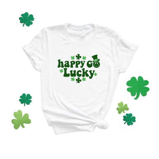 Happy Go Lucky Smiley Face With Hat | Short Sleeve Graphic Tee