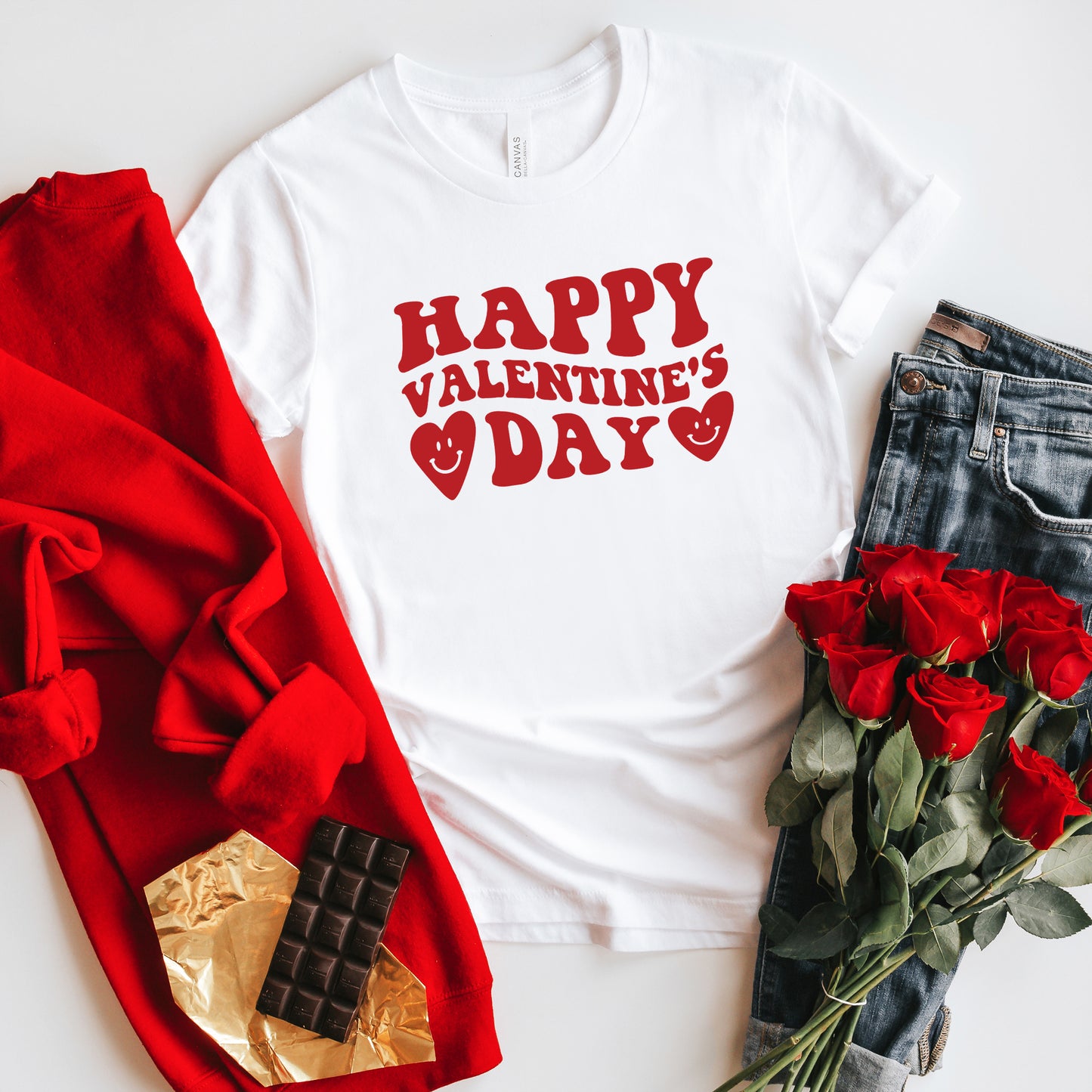 Happy Valentines Day Hearts | Short Sleeve Graphic Tee