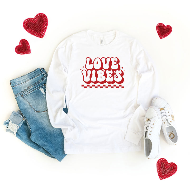 Love Vibes Checkered | Long Sleeve Graphic Tee