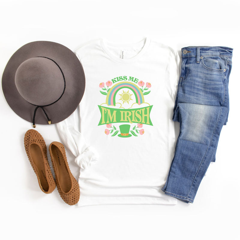 Kiss Me I'm Irish Rainbow | Long Sleeve Graphic Tee