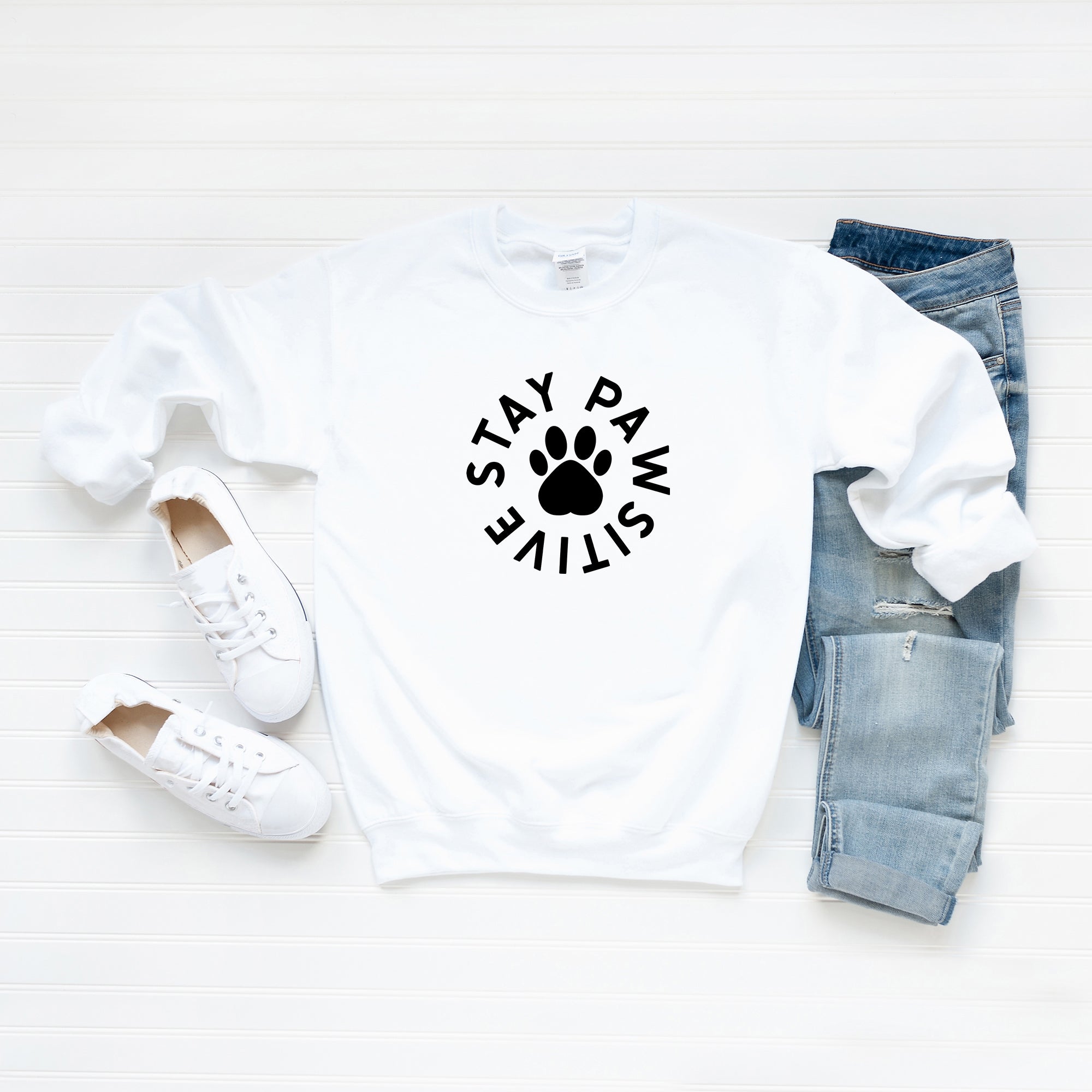 Stay Pawsitive Paw | Sweatshirt