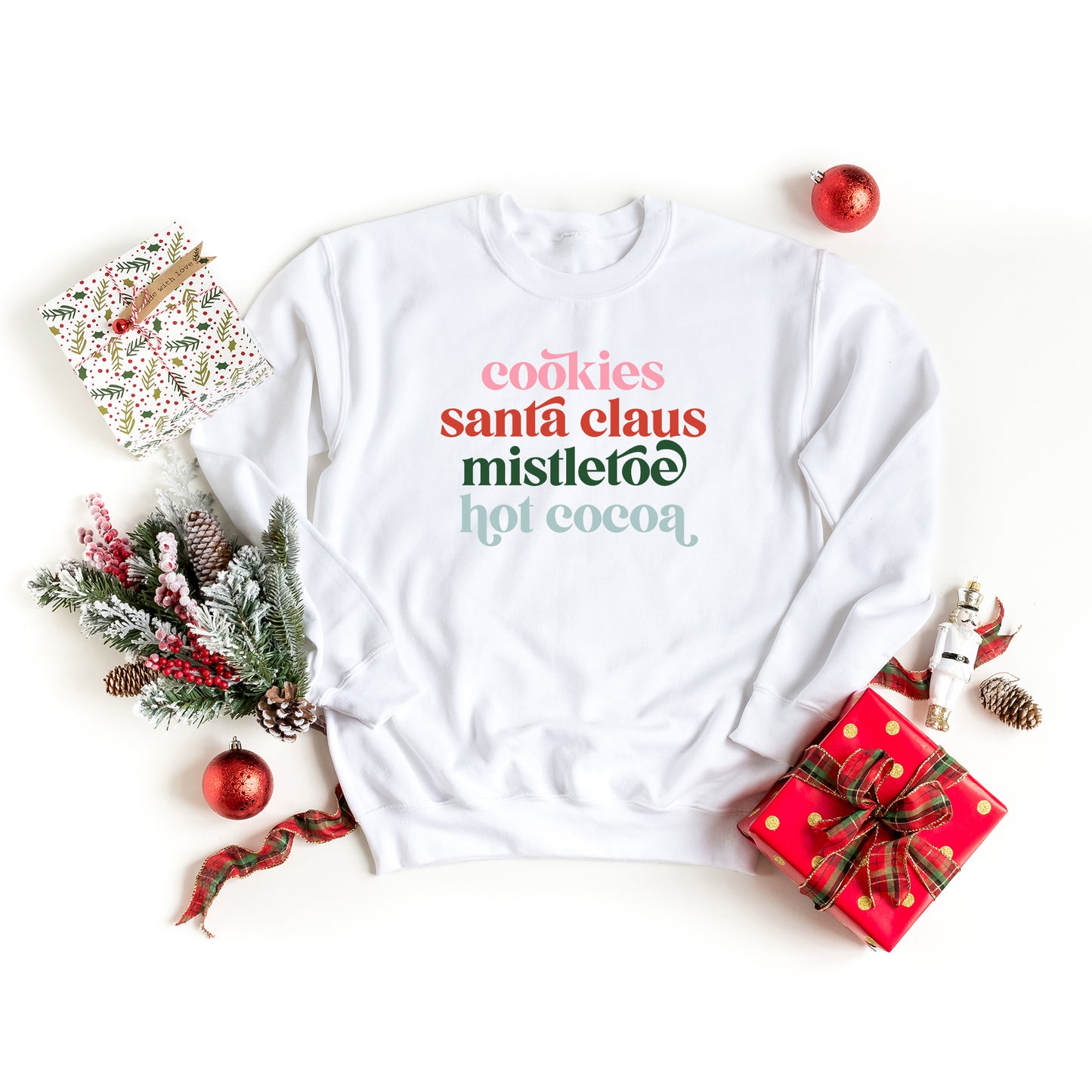 Cookies Santa Claus Mistletoe Colorful | Sweatshirt