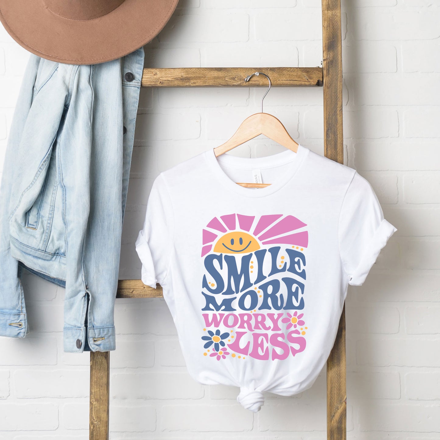 Smile More Worry Less Sunshine | Short Sleeve Graphic Tee