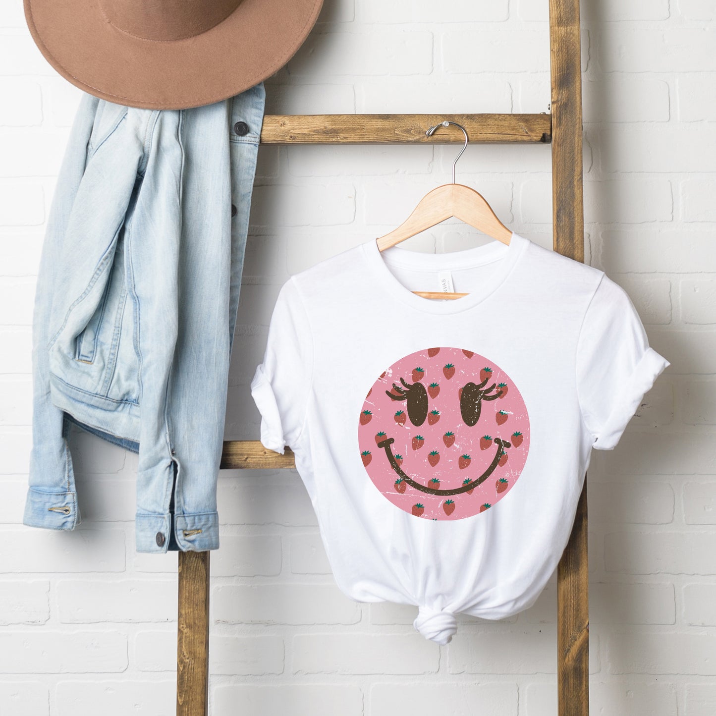 Smiley Face Strawberries | Short Sleeve Graphic Tee