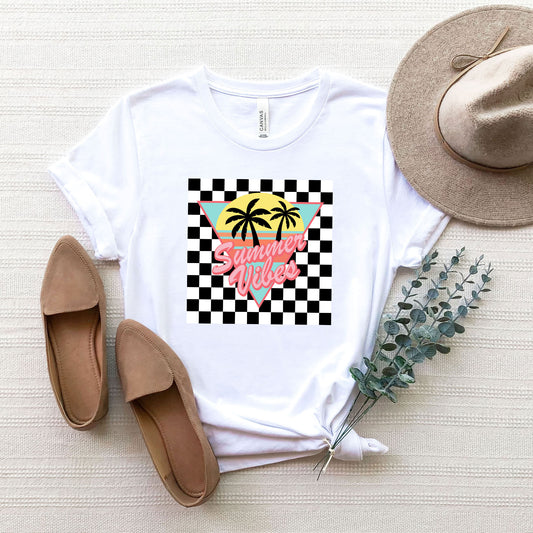 Checkered Summer Vibes | Short Sleeve Graphic Tee