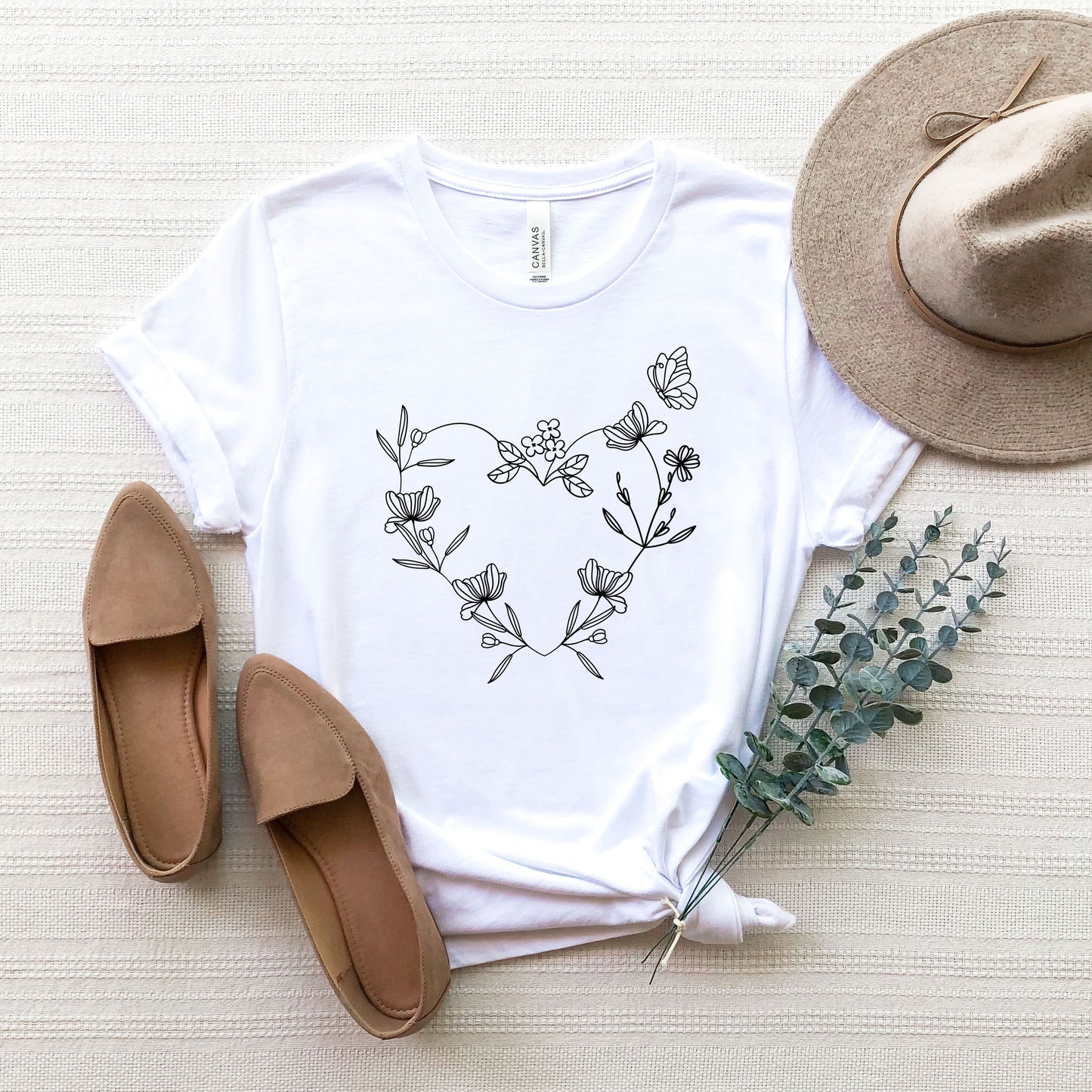 Butterfly and Floral Heart | Short Sleeve Graphic Tee