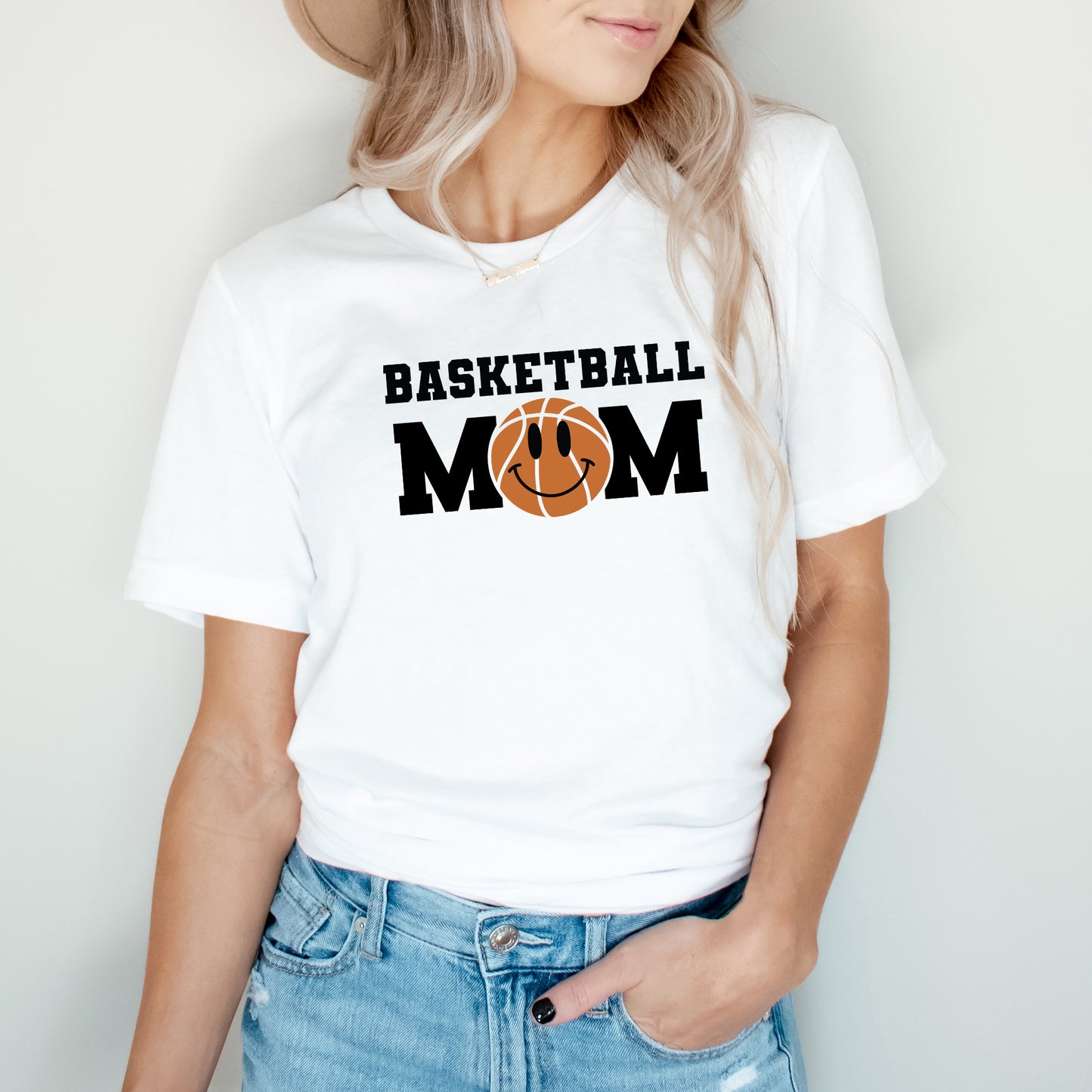 Basketball Mom Smiley Face | Short Sleeve Graphic Tee