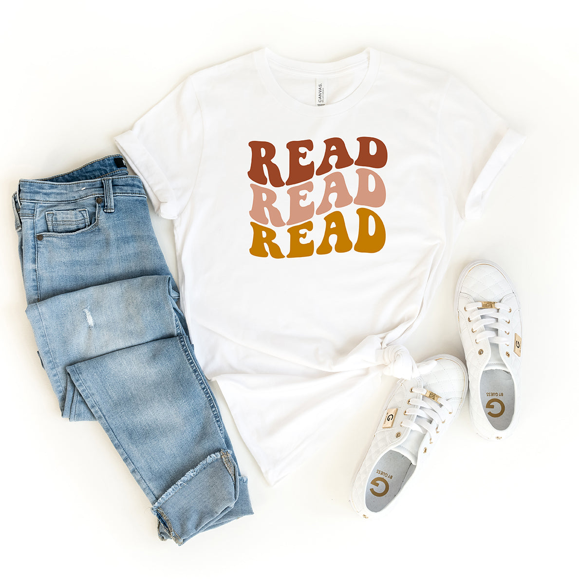 Reading Stacked Wavy Colorful | Short Sleeve Graphic Tee