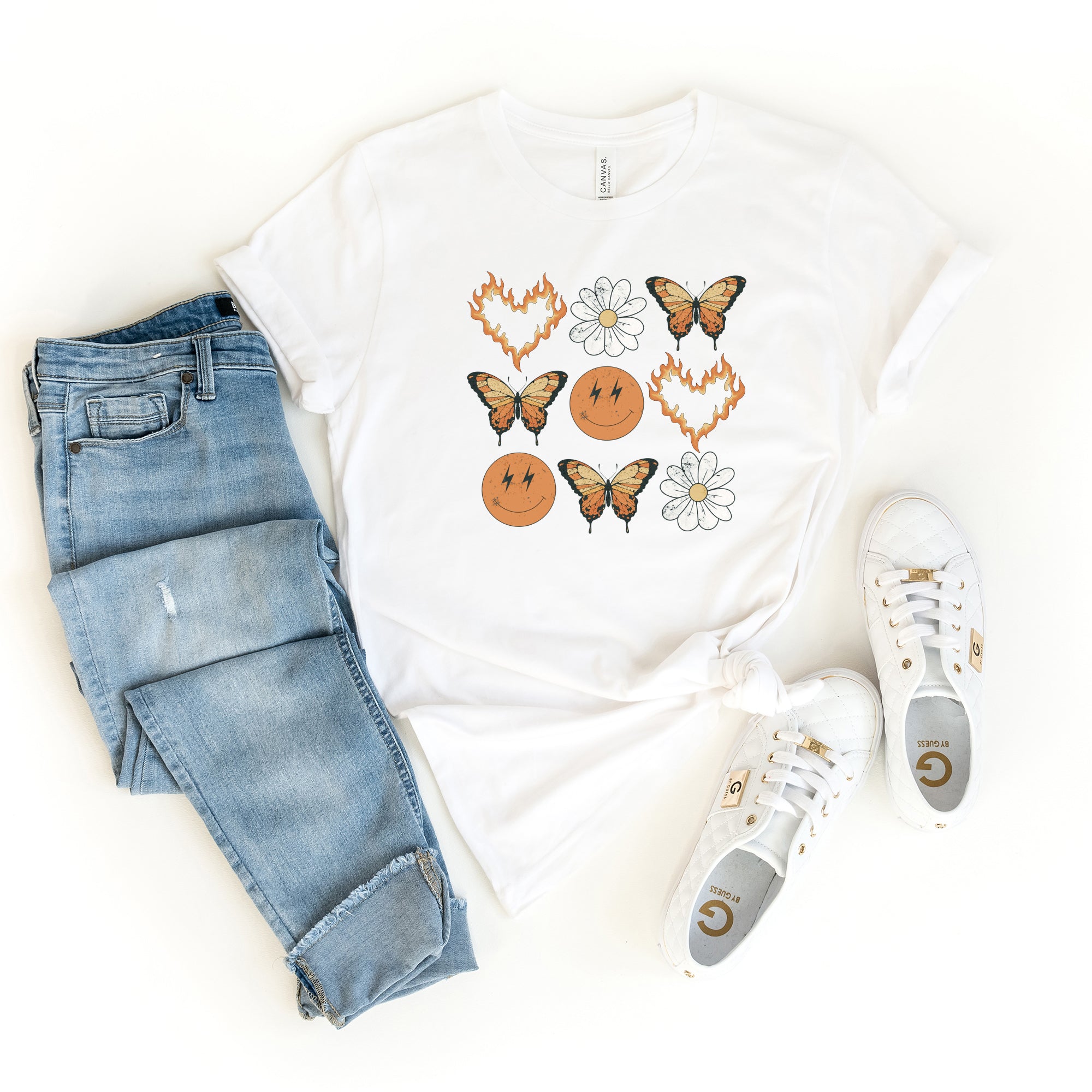 Butterfly Smiley Face | Short Sleeve Graphic Tee