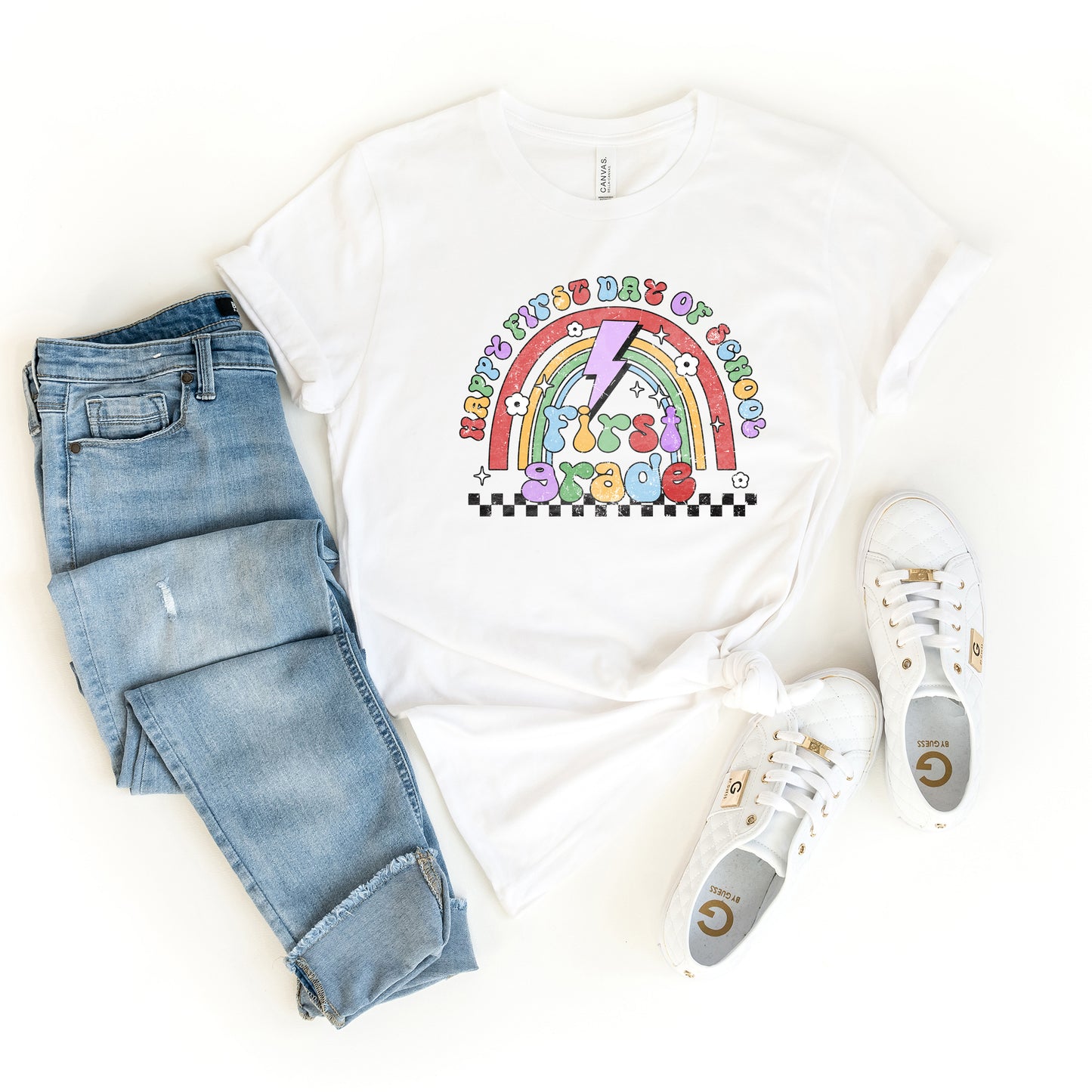 First Day First Grade Rainbow | Short Sleeve Graphic Tee