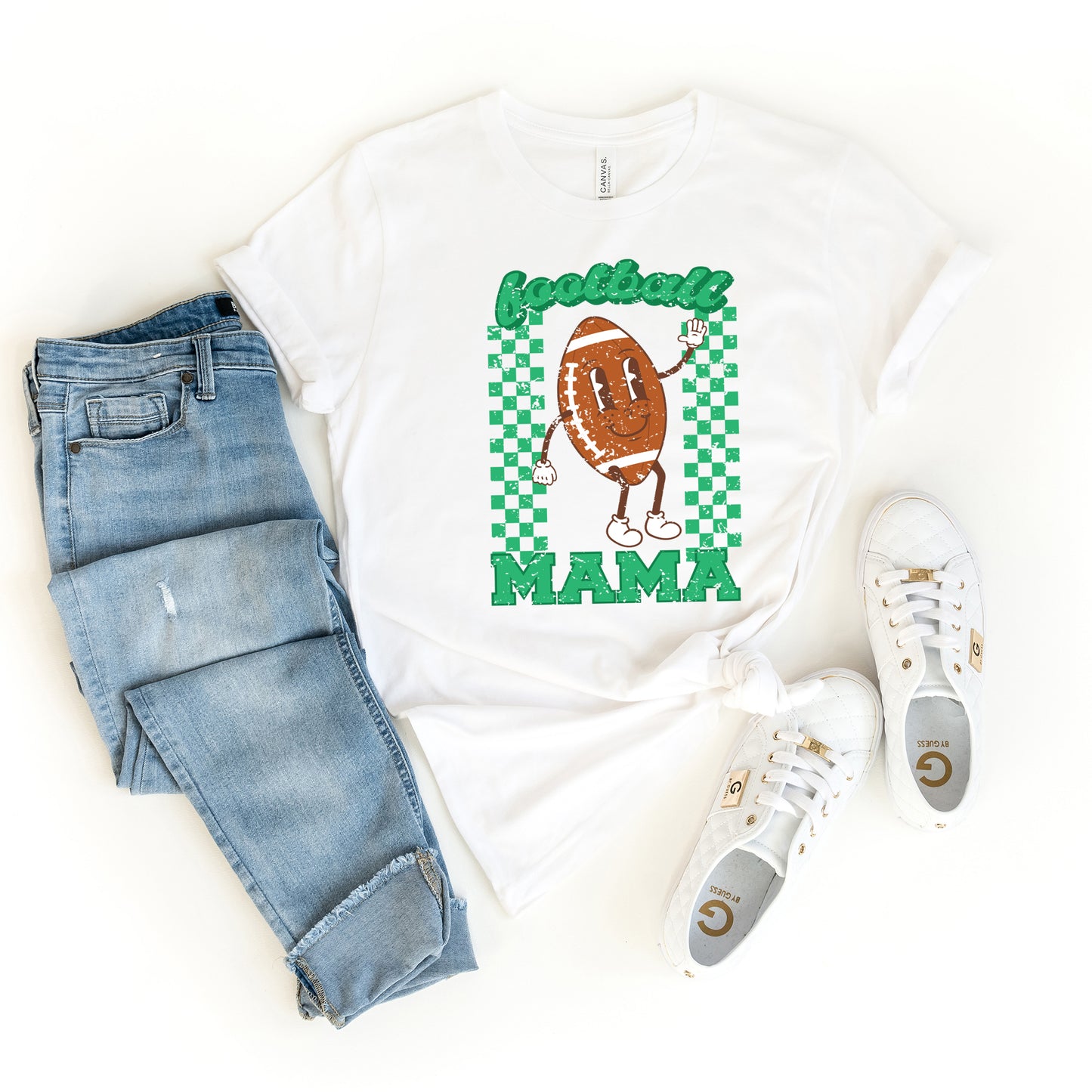 Checkered Football Mama | Short Sleeve Graphic Tee