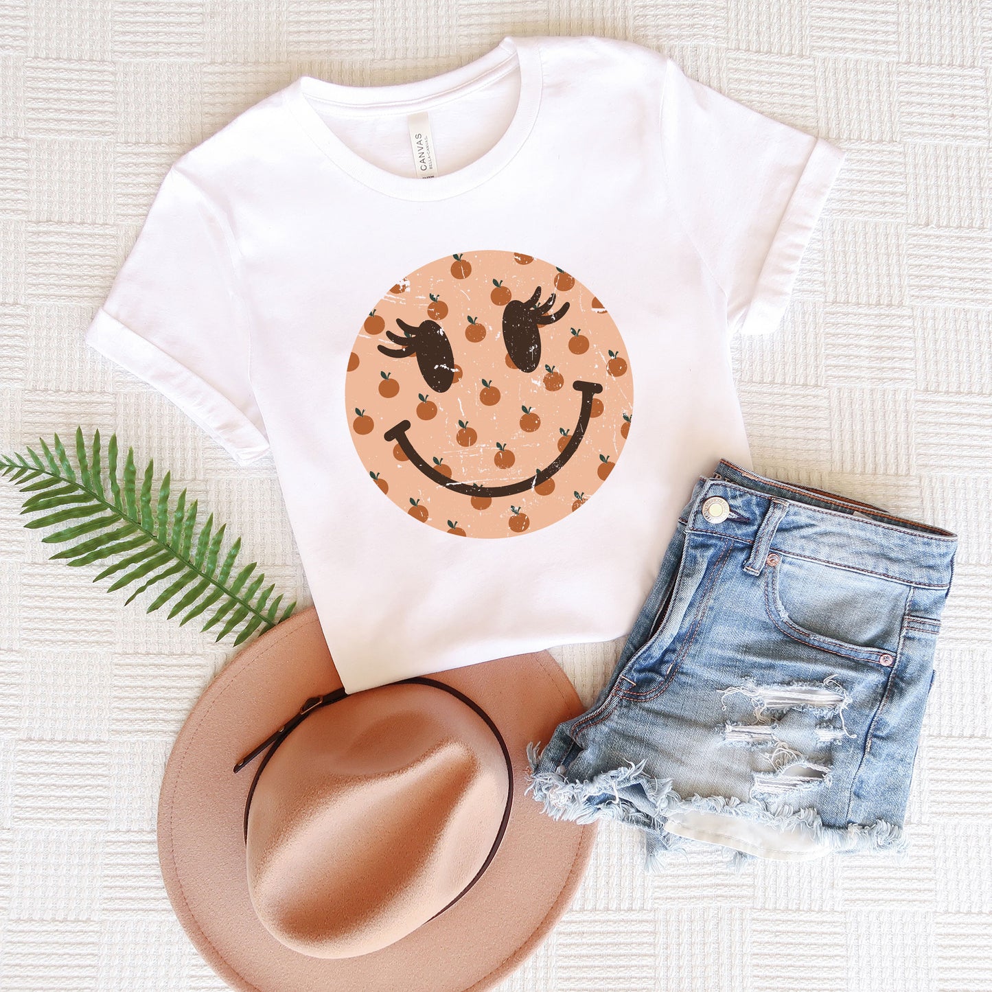 Smiley Face Peaches | Short Sleeve Graphic Tee
