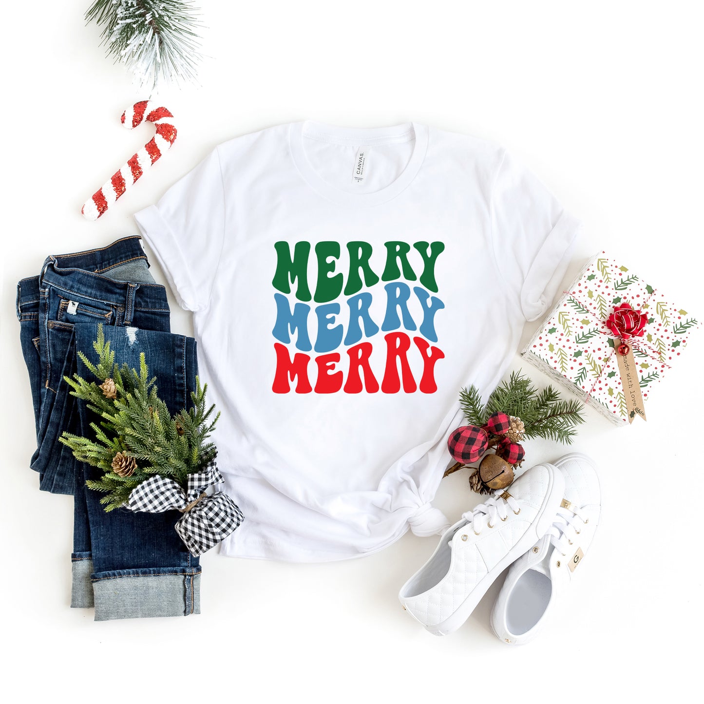 Merry Stacked Colorful | Short Sleeve Crew Neck