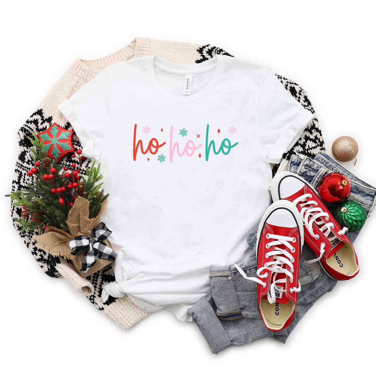 Ho Ho Ho Colorful | Short Sleeve Graphic Tee