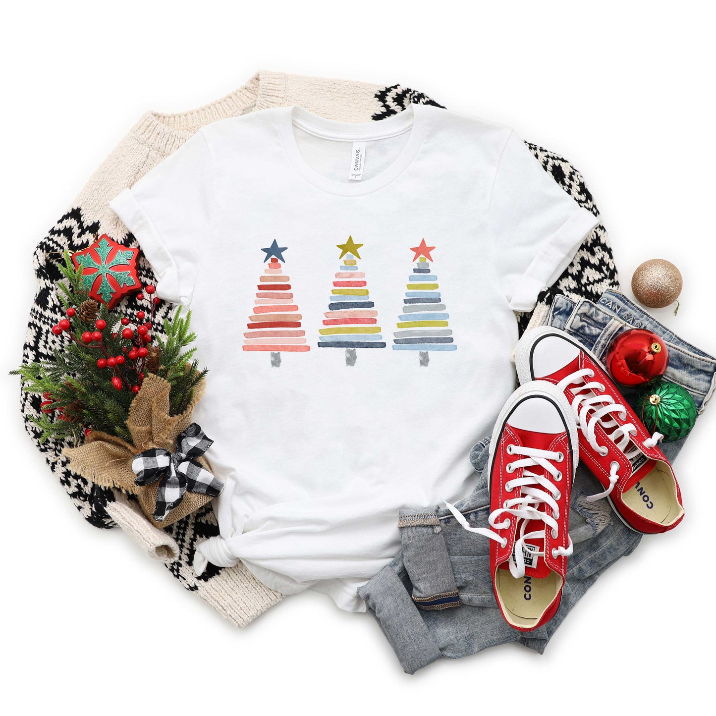 Colorful Christmas Trees | Short Sleeve Graphic Tee