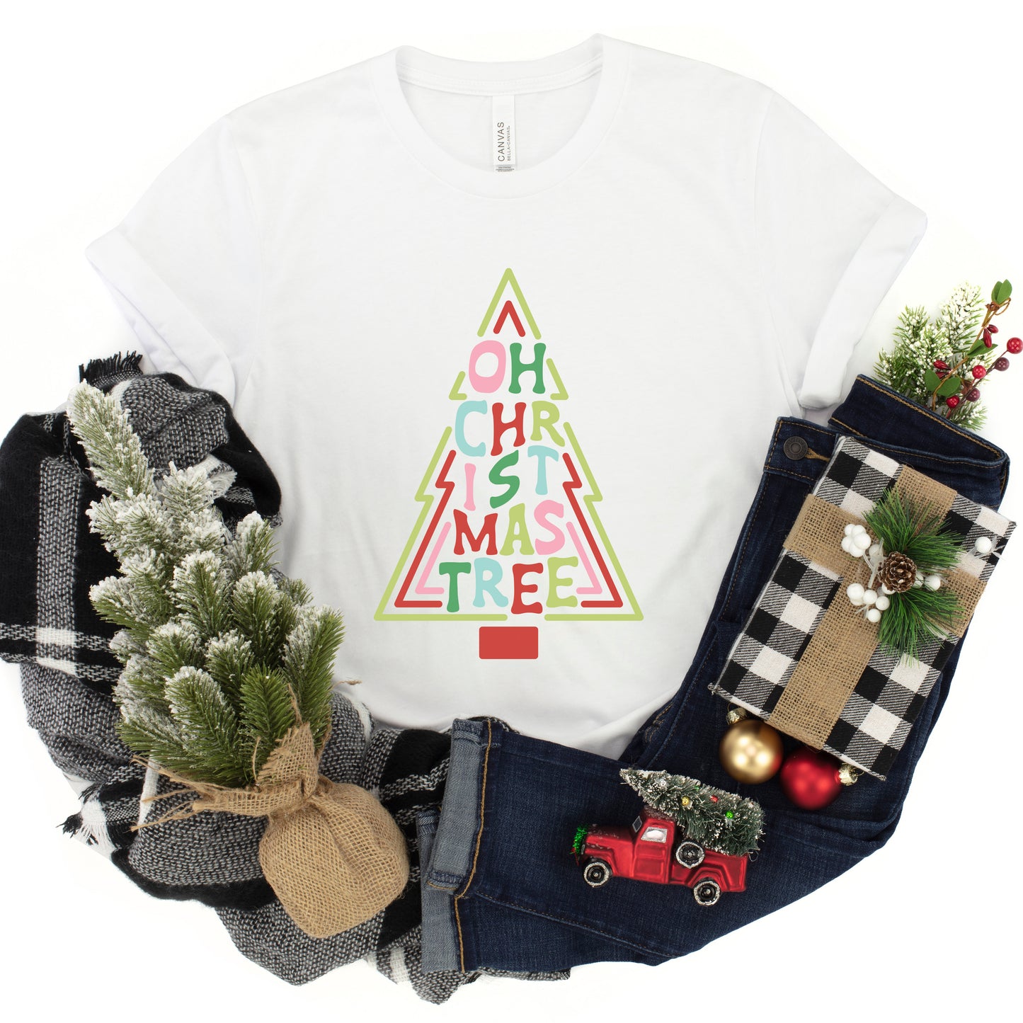 Oh Christmas Tree Colorful | Short Sleeve Graphic Tee