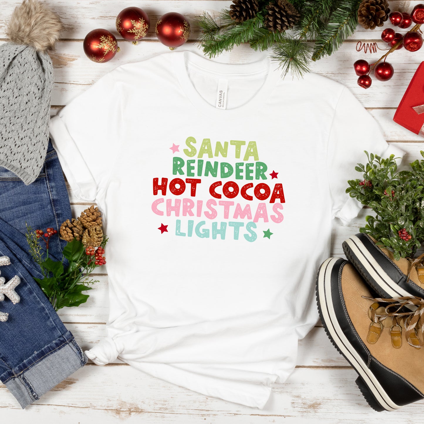 Santa Reindeer Hot Cocoa | Short Sleeve Graphic Tee