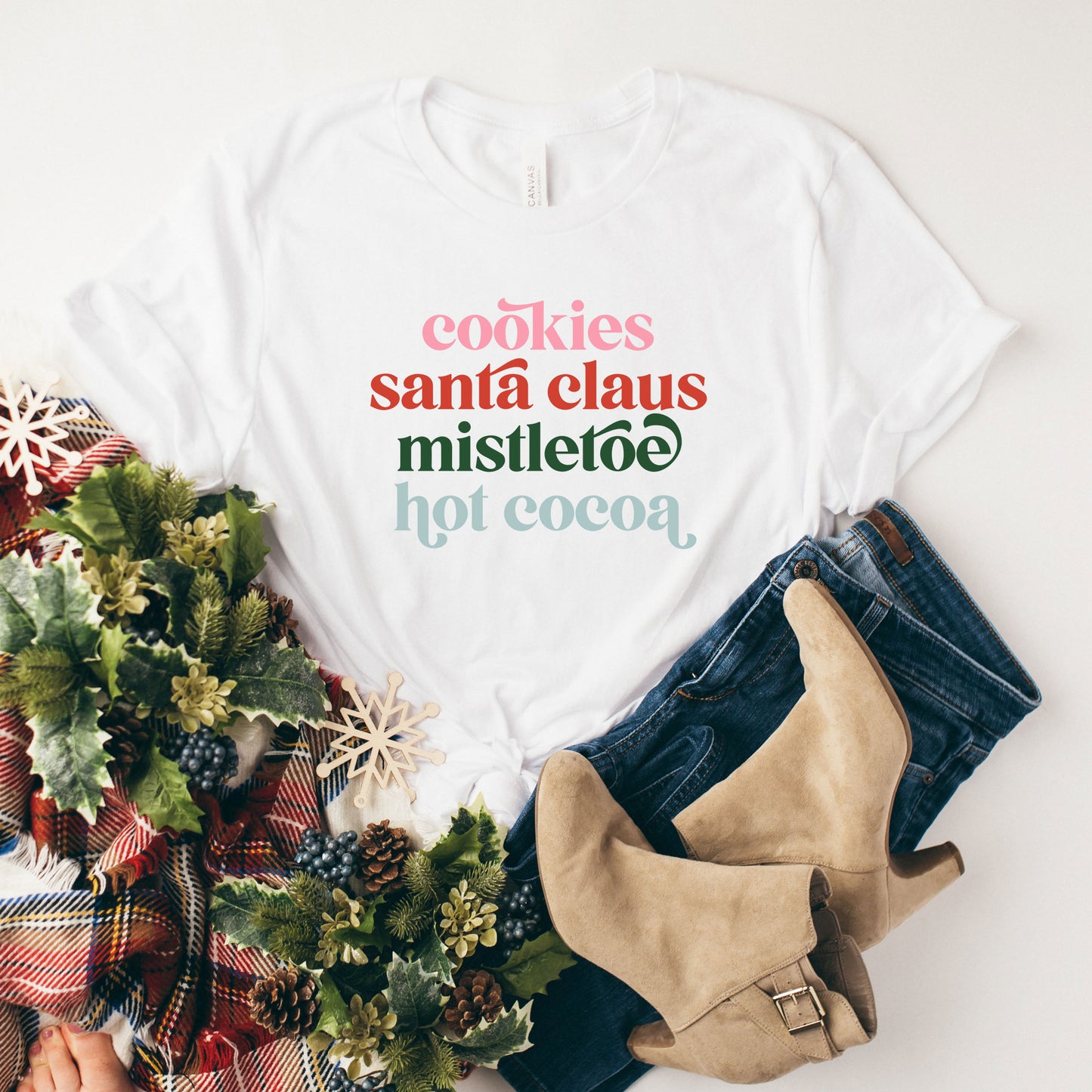 Cookies Santa Claus Mistletoe - Colorful | Short Sleeve Graphic Tee