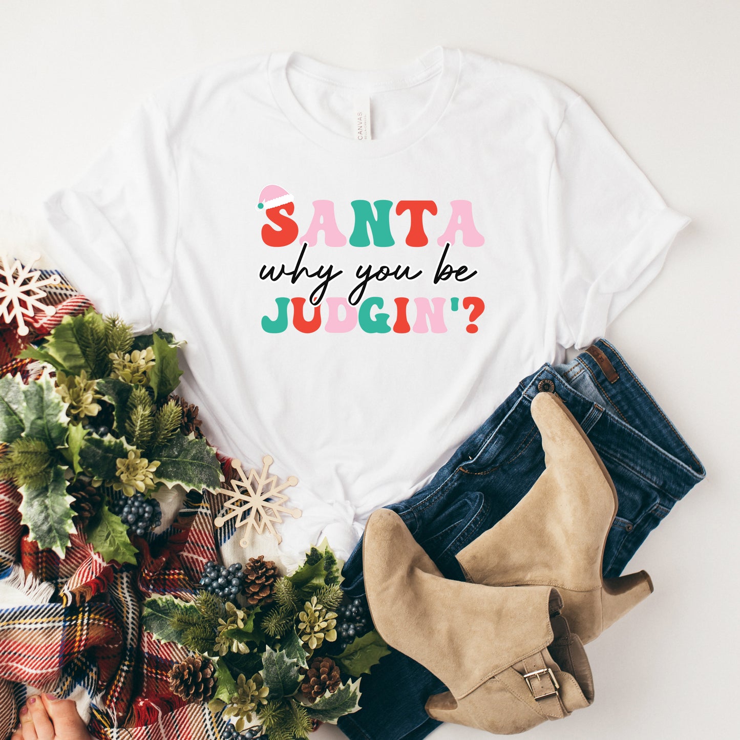 Santa Judgin | Short Sleeve Graphic Tee