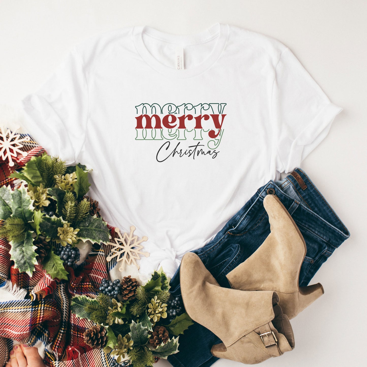 Merry Merry Merry Christmas | Short Sleeve Graphic Tee