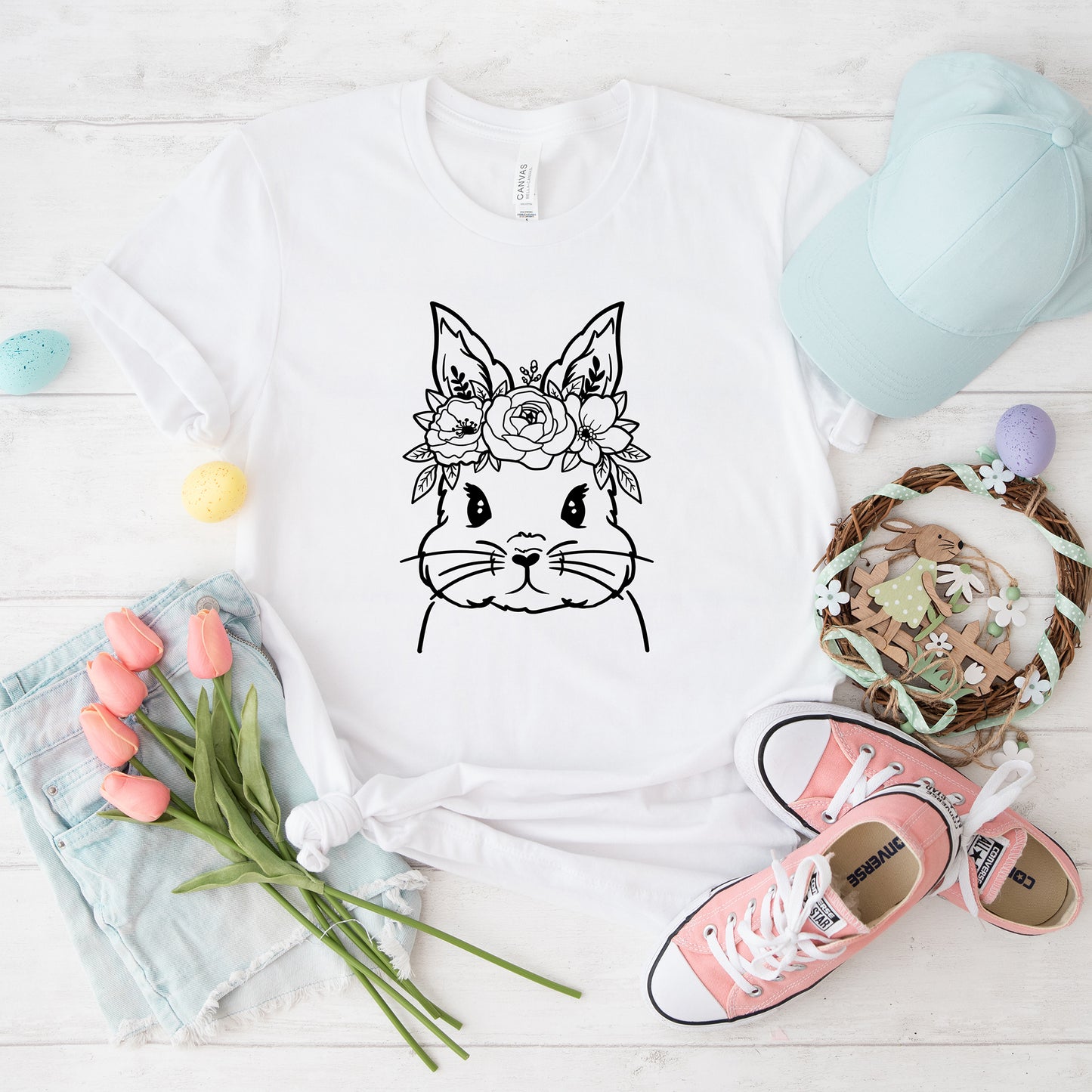 Bunny Face Floral | Short Sleeve Graphic Tee