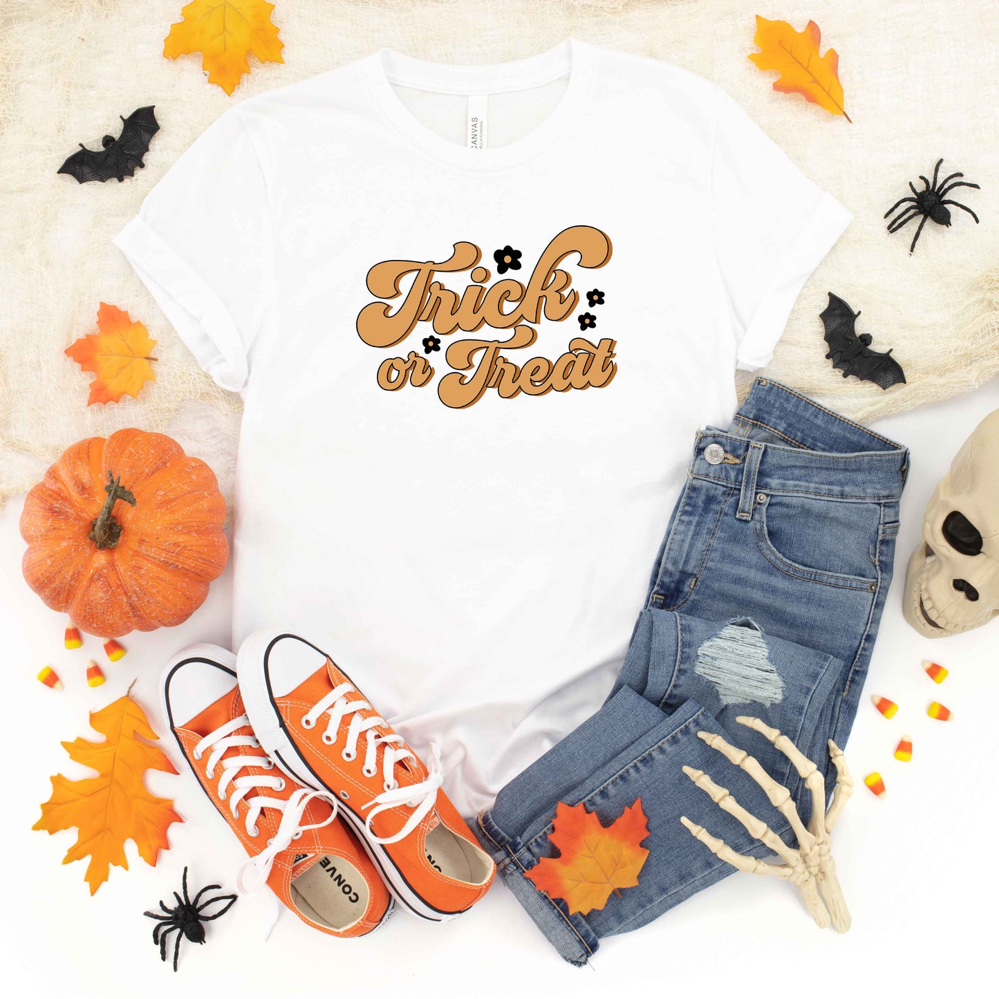 Trick Or Treat Flowers | Short Sleeve Graphic Tee