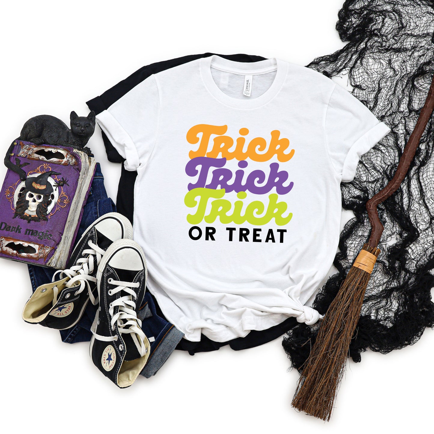 Trick Or Treat  Colorful Stacked | Short Sleeve Graphic Tee