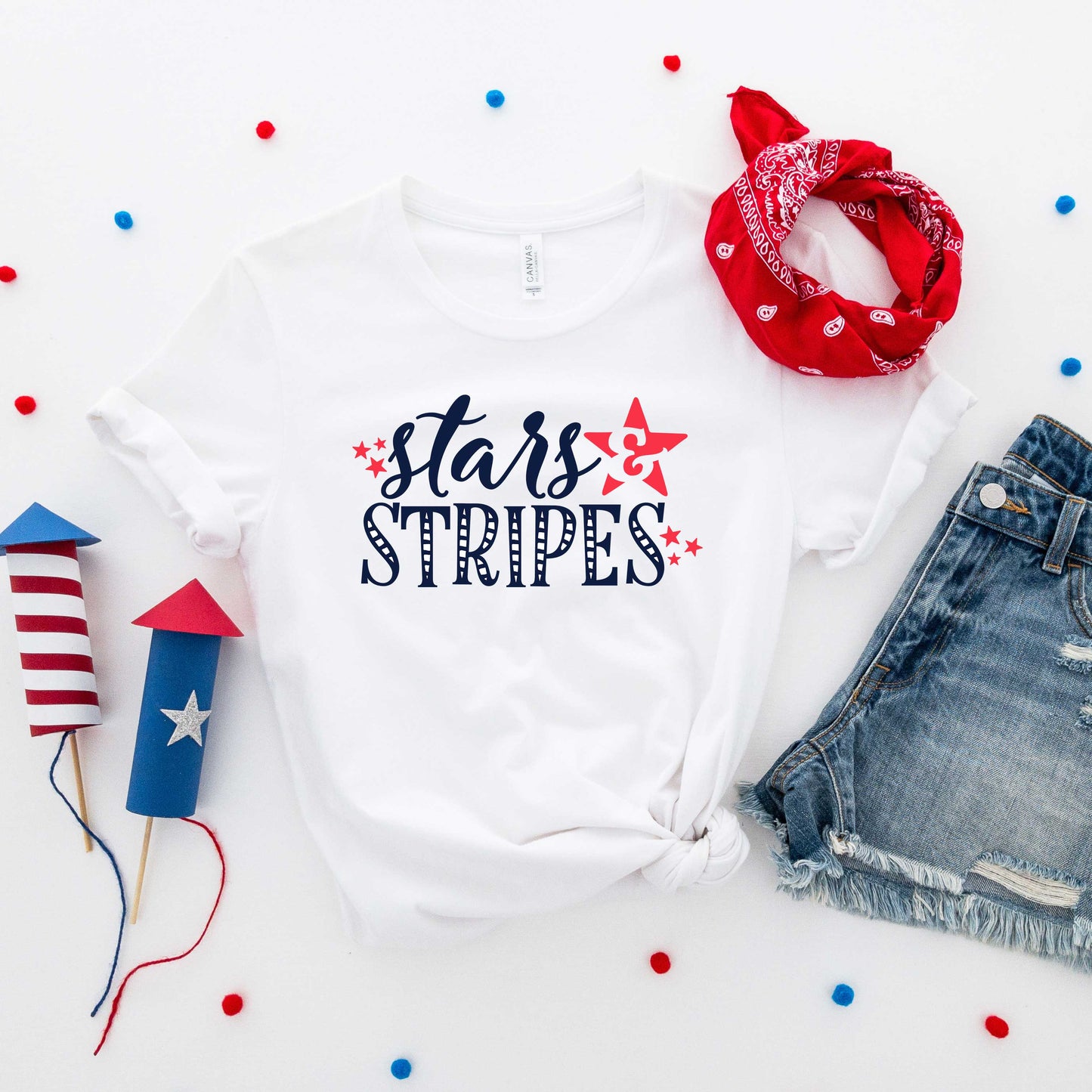 Stars And Stripes With Stars | Short Sleeve Graphic Tee