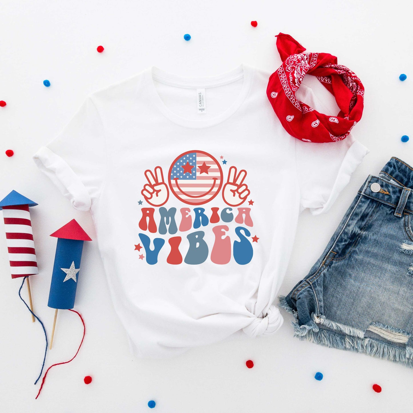 America Vibes Peace Sign | Short Sleeve Graphic Tee