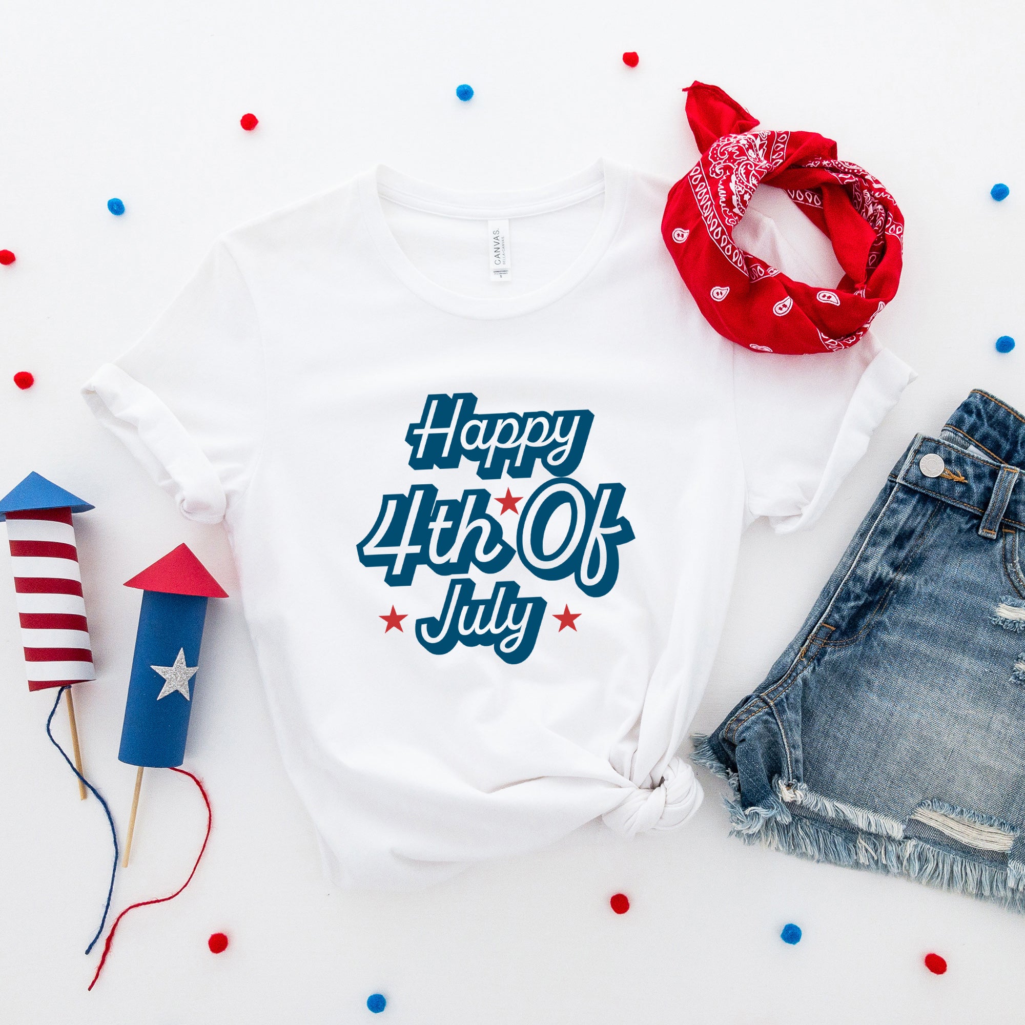 Happy 4th Of July Stars | Short Sleeve Graphic Tee