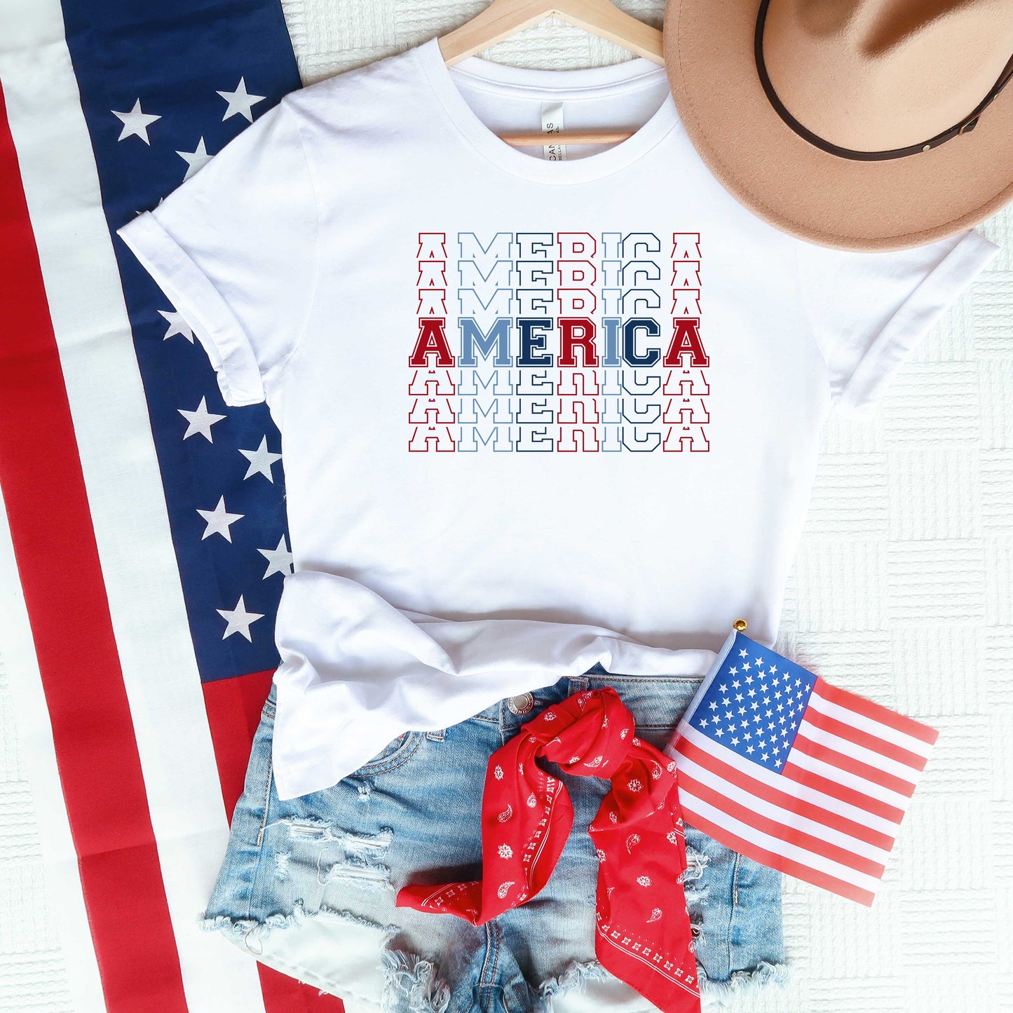 America Stacked | Short Sleeve Graphic Tee