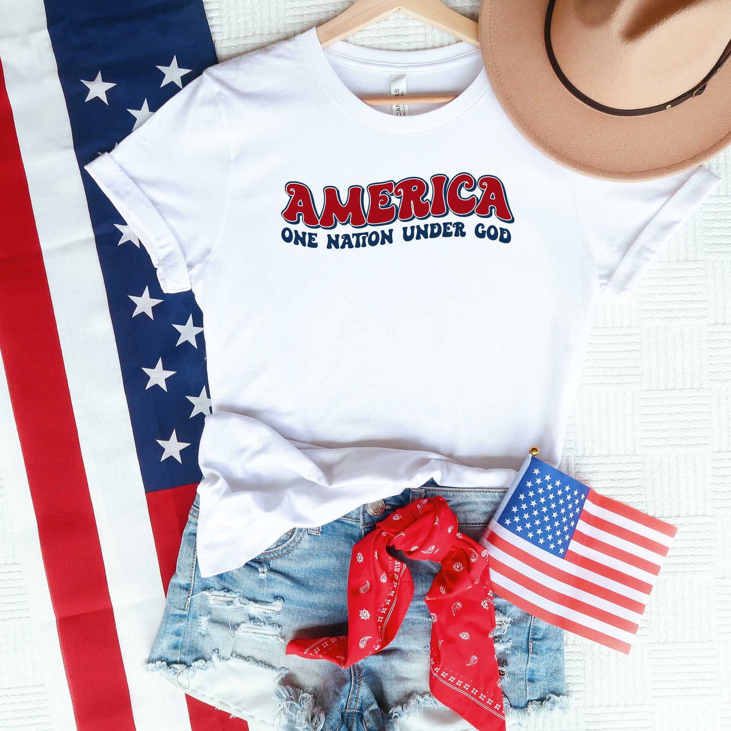 America One Nation Under God Retro | Short Sleeve Graphic Tee