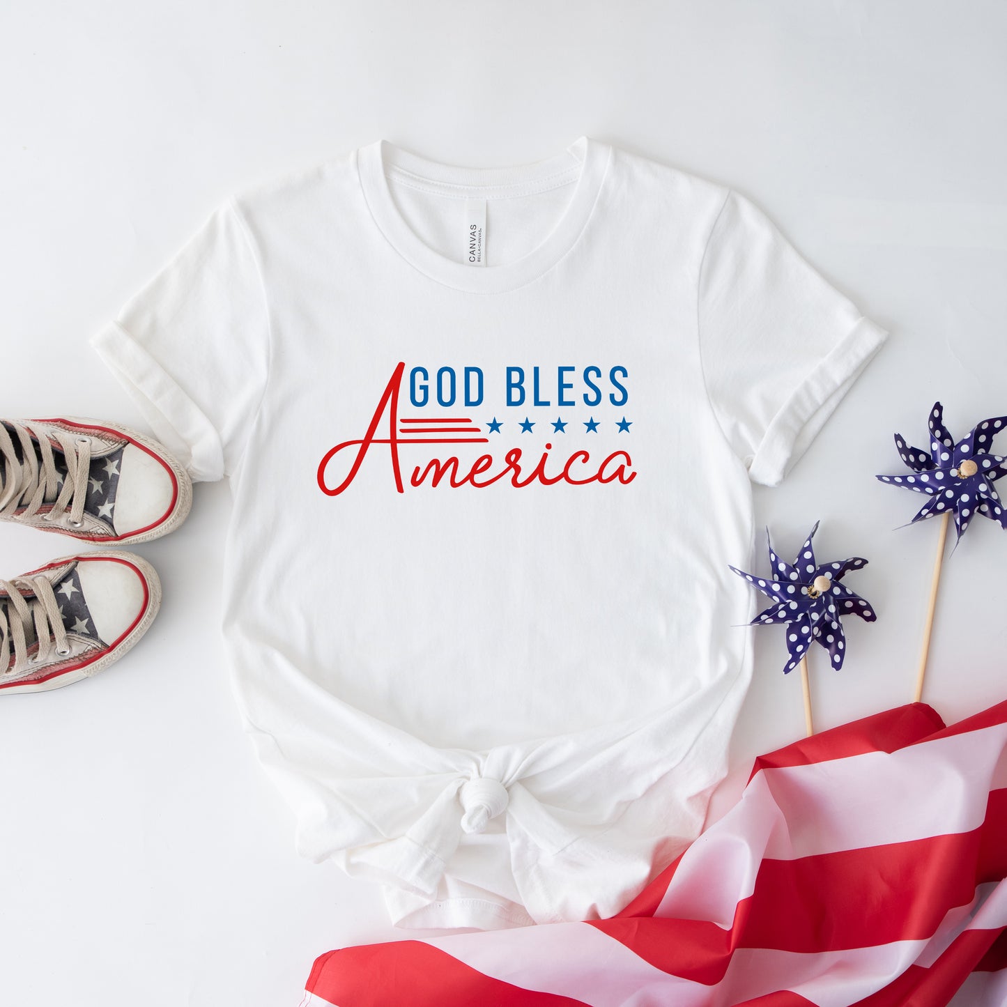 God Bless America Stars and Stripes | Short Sleeve Graphic Tee