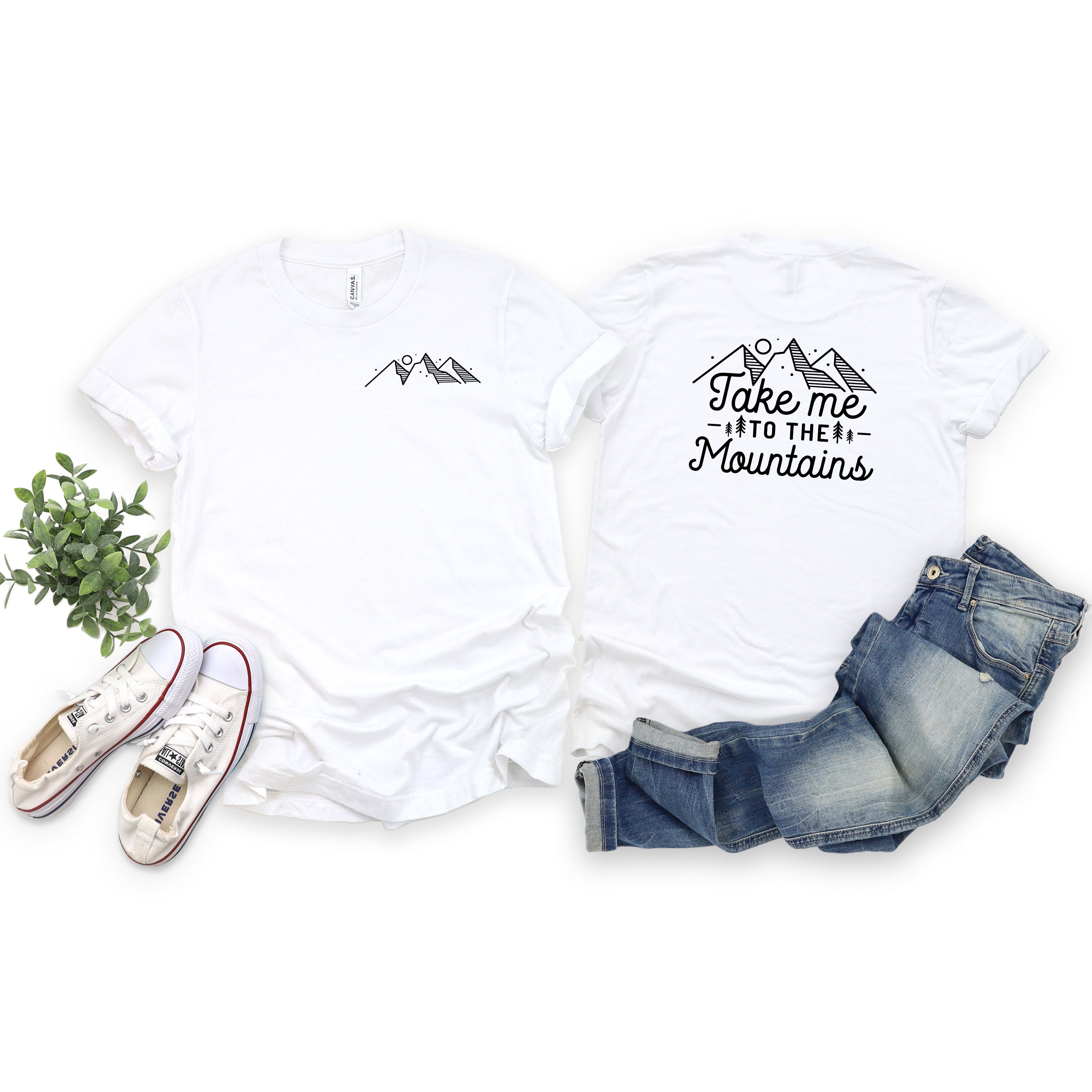 Take Me To The Mountains Landscape | Front & Back Short Sleeve Graphic Tee