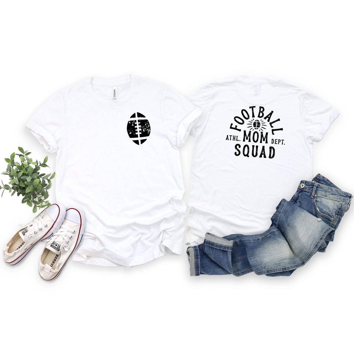 Football Mom Squad | Front & Back Short Sleeve Graphic Tee
