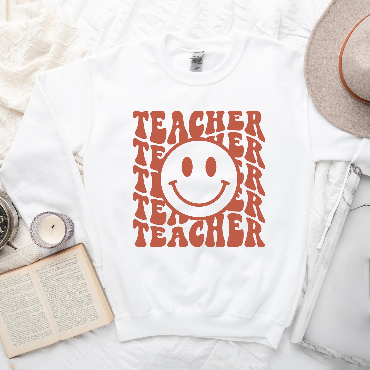 Teacher Smiley Face Wavy | Sweatshirt
