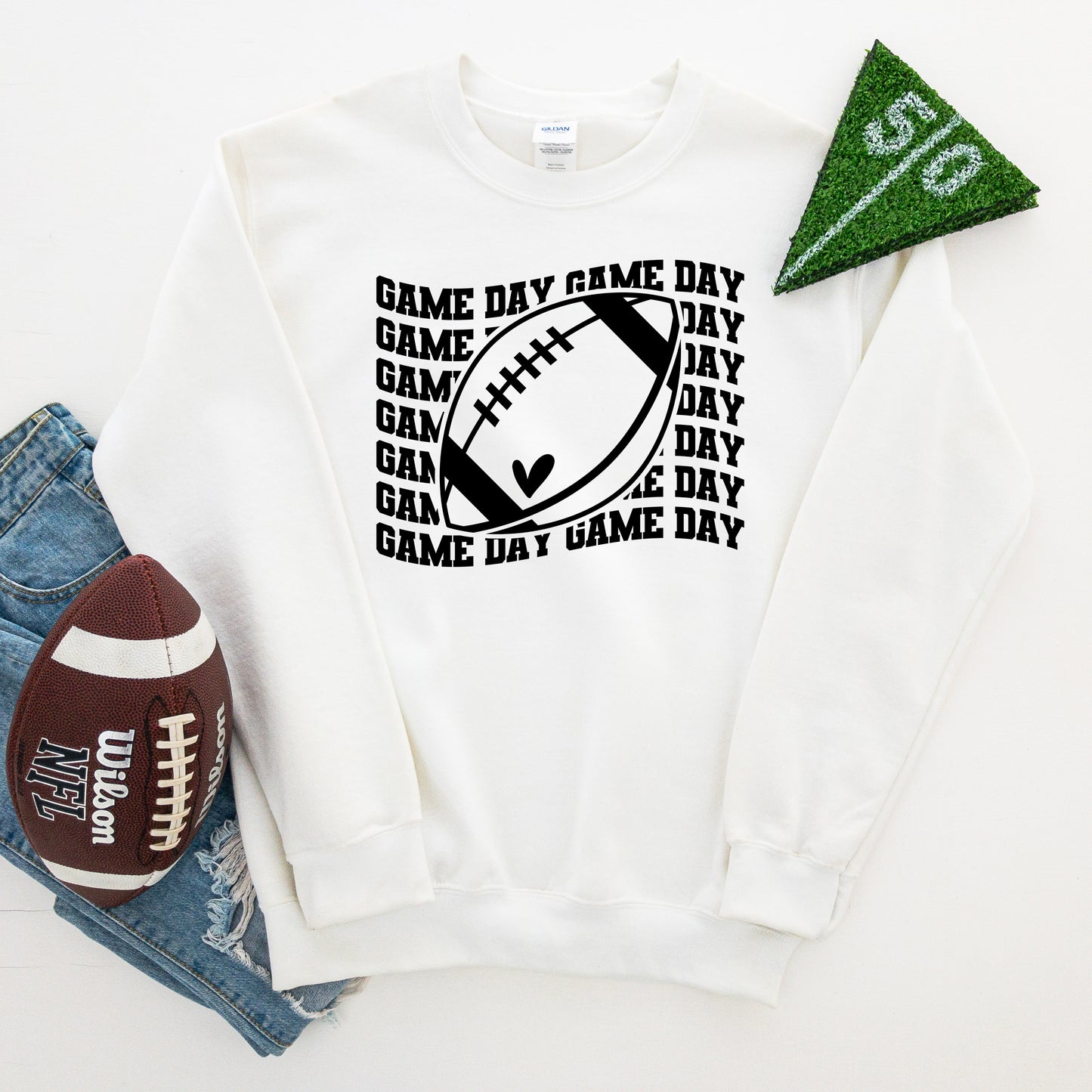 Football Game Day Stacked Wavy | Sweatshirt