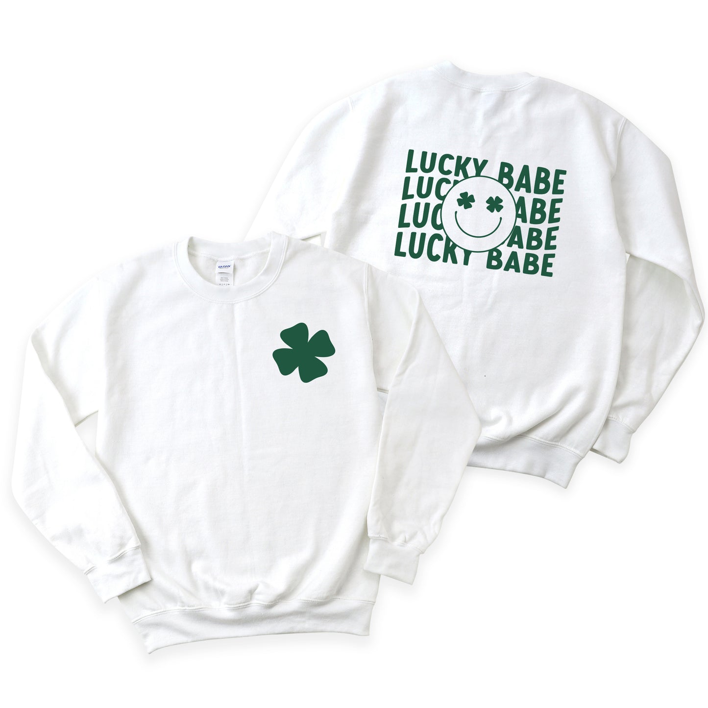 Smiley Lucky Babe Stacked | Front and Back Sweatshirt