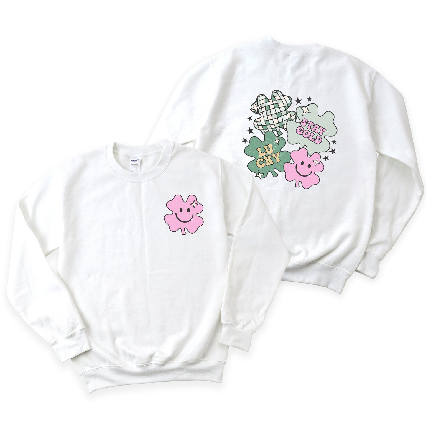 Stay Gold Lucky Shamrocks | Front and Back Sweatshirt
