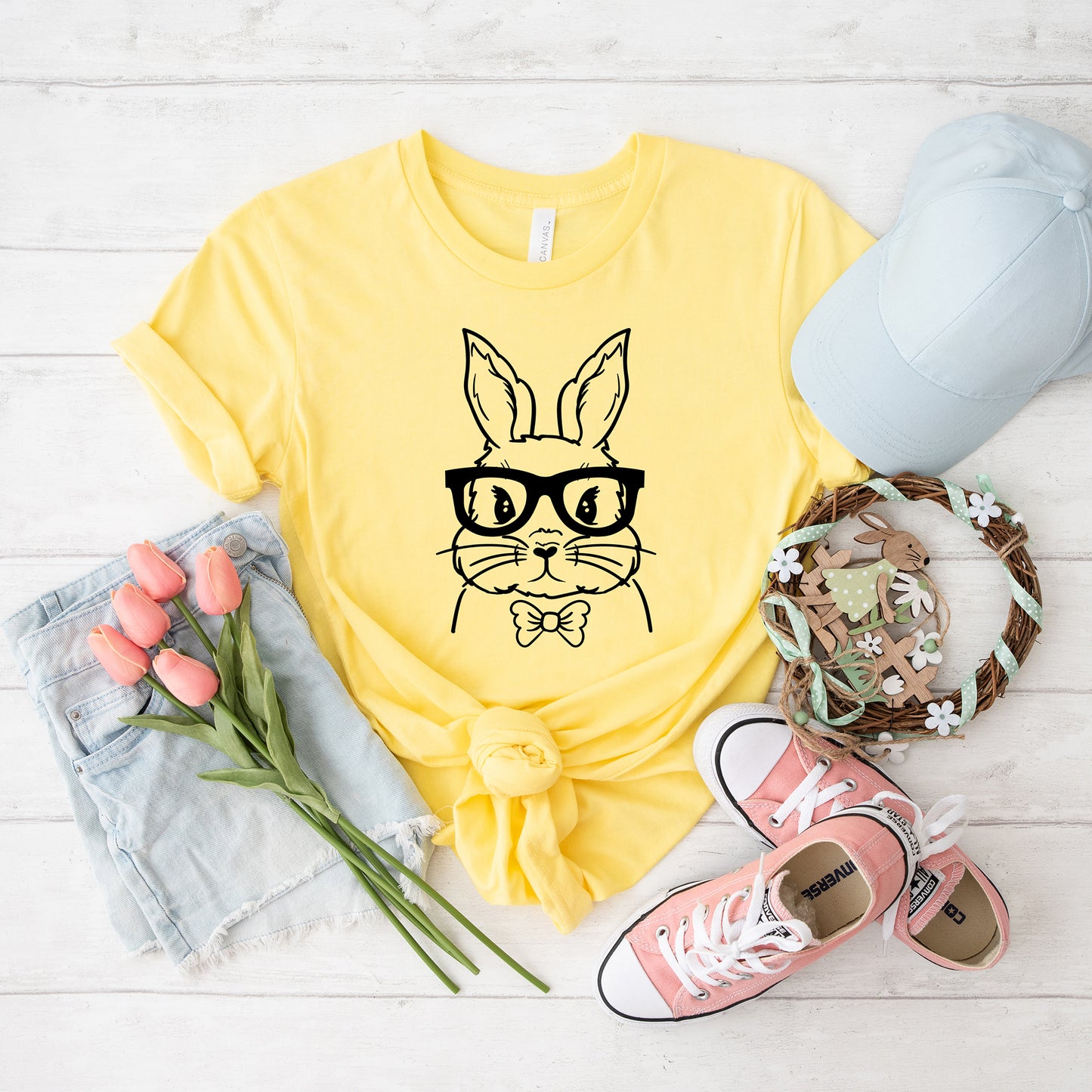 Bunny Face With Bowtie | Short Sleeve Graphic Tee