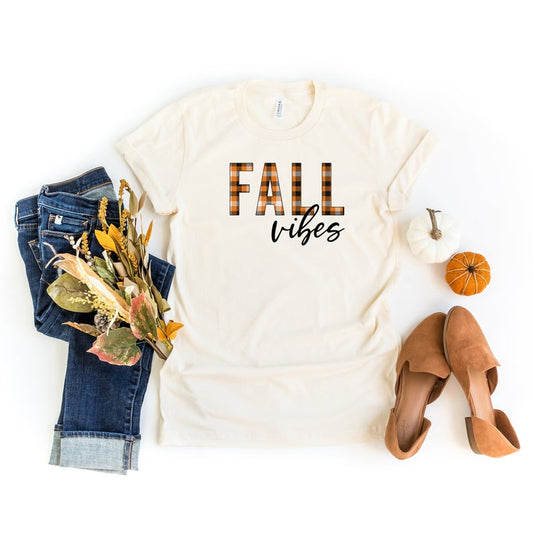 Fall Vibes Plaid | Short Sleeve Graphic Tee