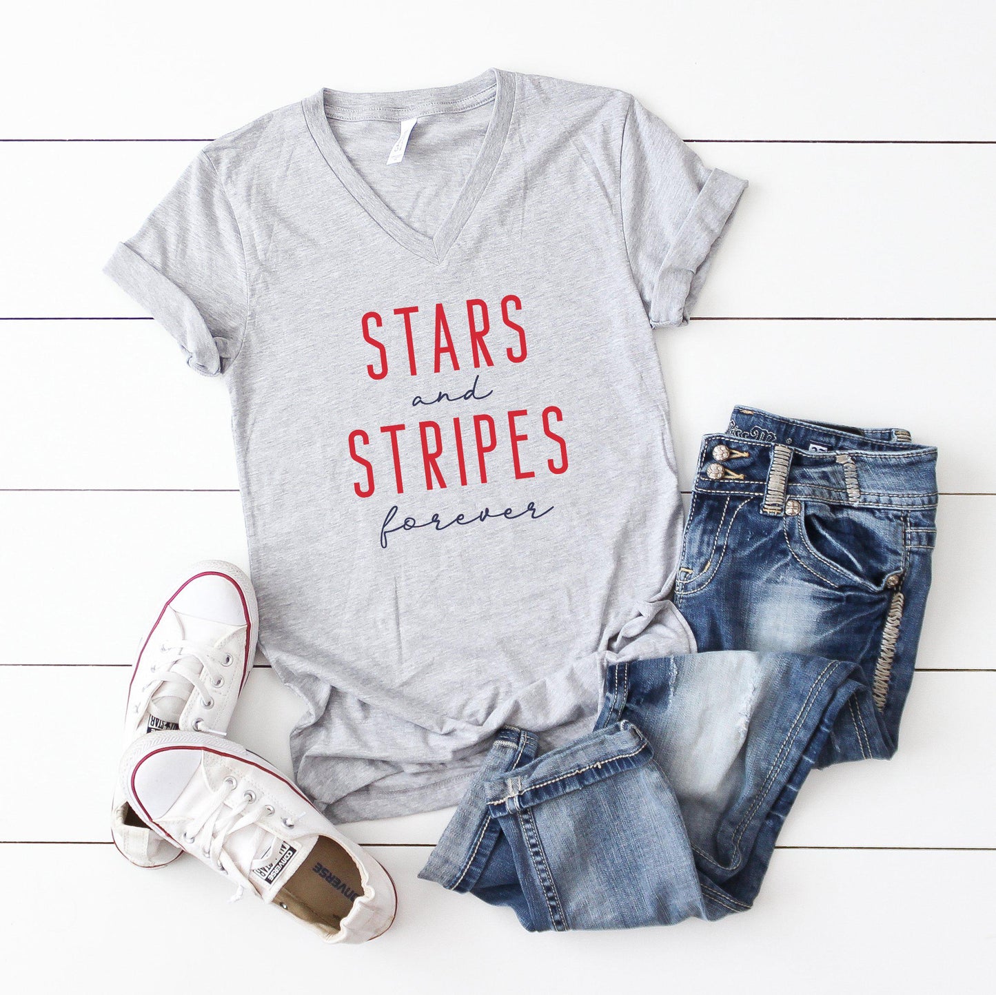 Stars and Stripes Forever | V-Neck Graphic Tee