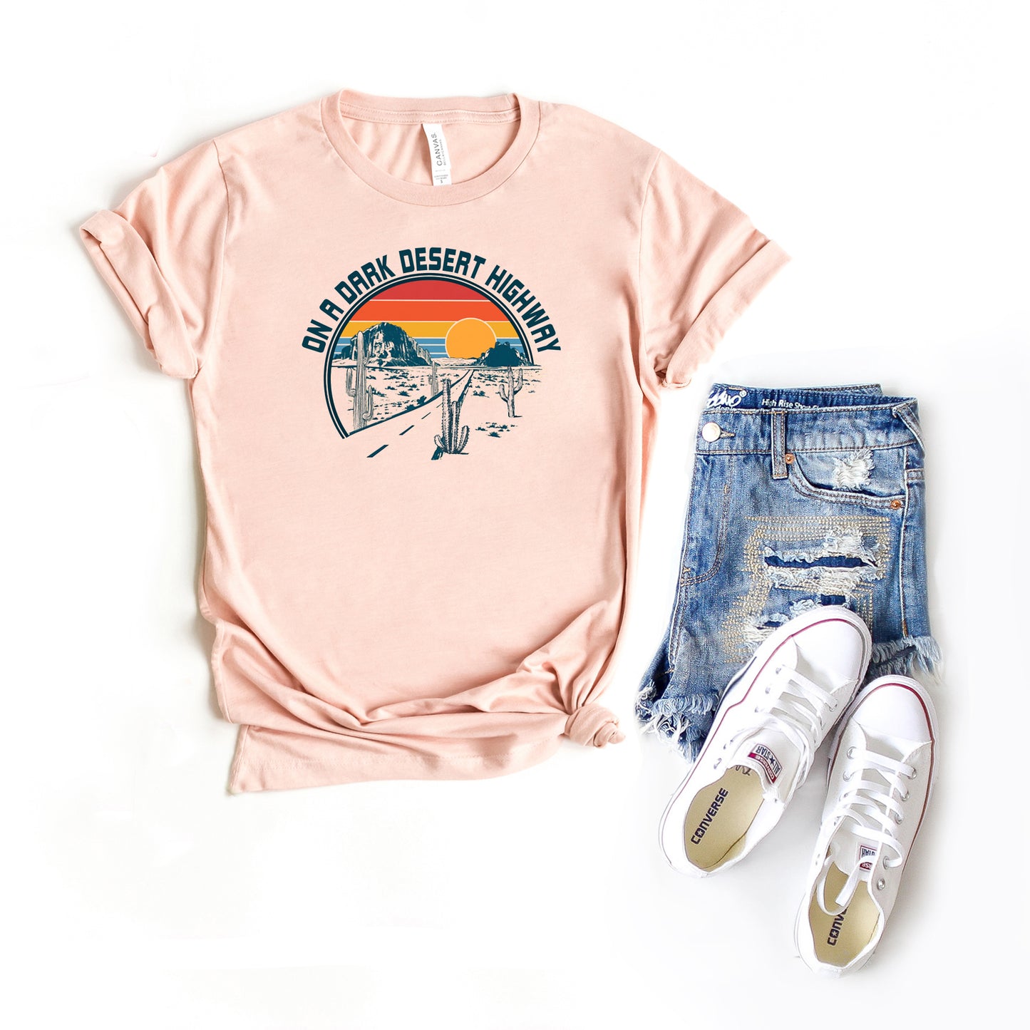 On A Dark Desert Highway Colorful | Short Sleeve Graphic Tee