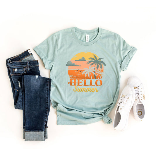 Hello Summer Sunset | Short Sleeve Graphic Tee