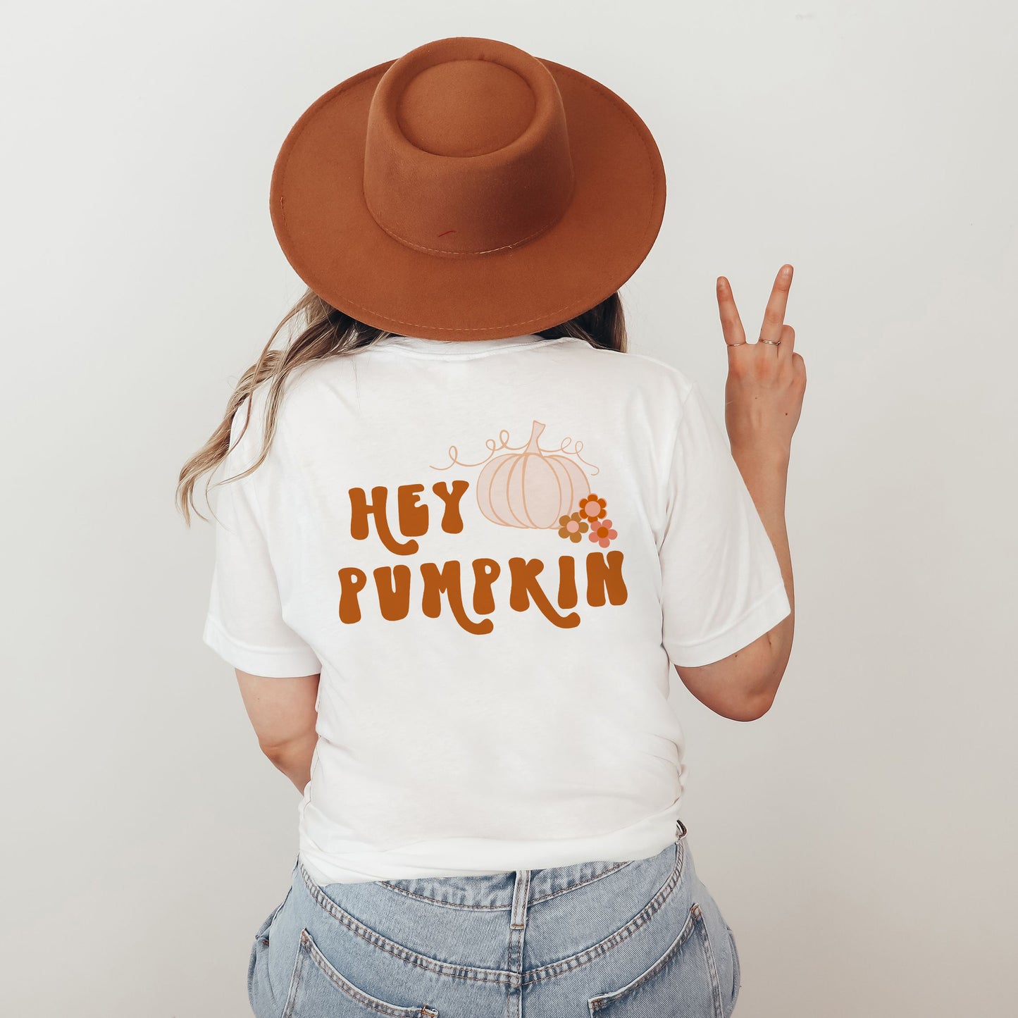 Hey Pumpkin Colorful | Front & Back Short Sleeve Graphic Tee
